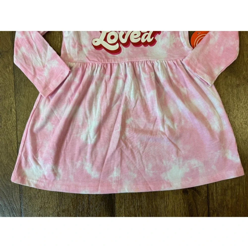 Valentine's Day Girls 3T Dress Long Sleeve YOU ARE SO LOVED Outfit‎ Tie Dye Pink